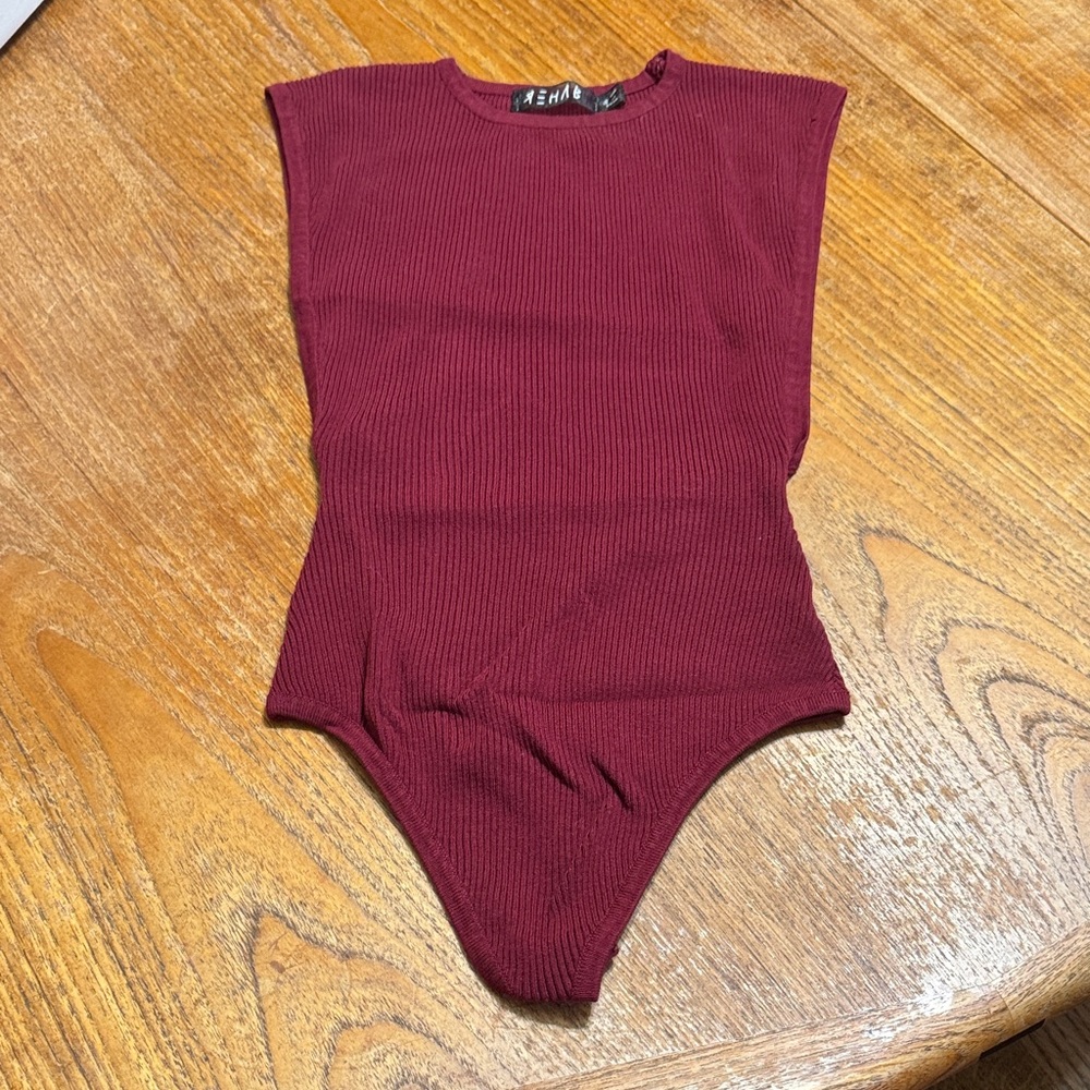 Rehab Burgundy Ribbed Bodysuit